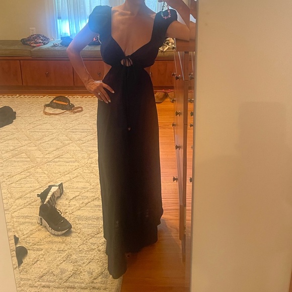 Free People Endless Summer Extra Dose Keyhole Cutout Midi Dress in Black XS - Picture 10 of 10